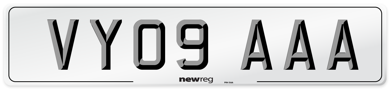 VY09 AAA Number Plate from New Reg